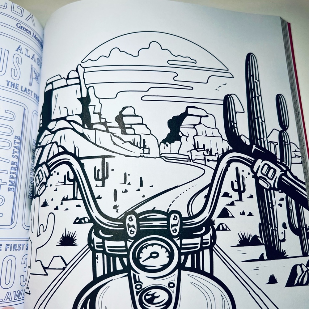 Route 66 Coloring Book Adult Relaxation Cars Roadtrip USA Diners Americana - Picture 8 of 13